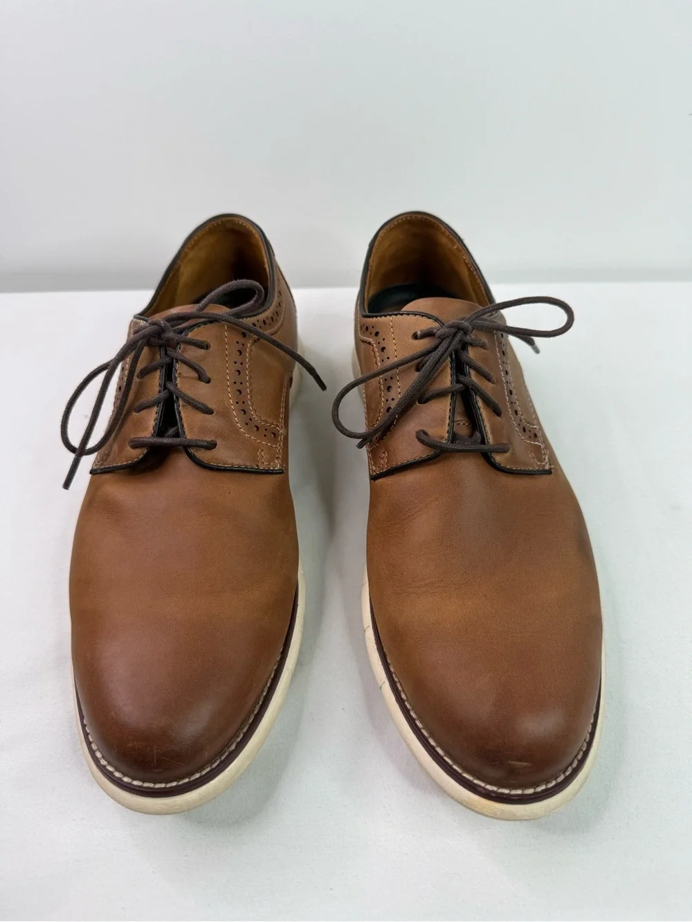 Johnston & Murphy Holden Plain Toe Oxford Shoes Tan Oiled Size 8.5